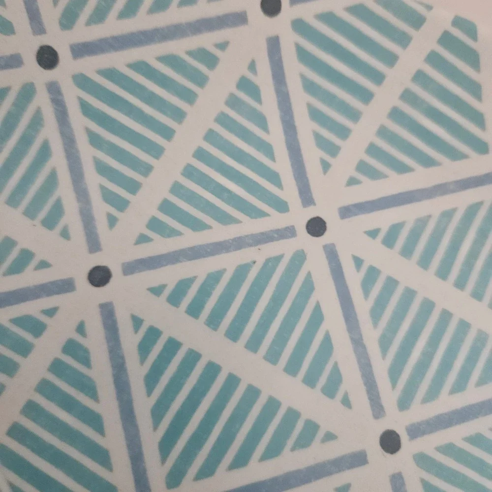 Samantha Pynn Home Melamine Dinner Plates Set 4 Teal Geometric Triangle 10.5in